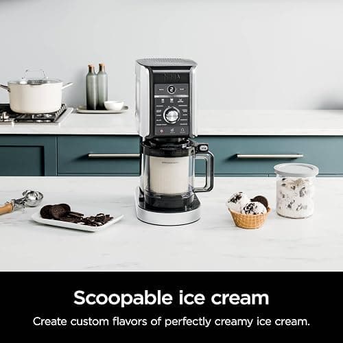 Ninja NC501 CREAMi Deluxe 11-in-1 Ice Cream & Frozen Treat Maker with 2 XL Family Size Pint Containers, Silver (Renewed) thumbnail 2