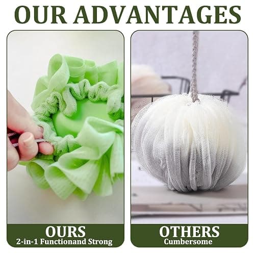 3 PCS Soap Bar Loofah, 2 in 1 Bar Soap Loofah Pouch, Washcloth Leefah Combo with Drawstring, Leefah Cloth for Body Wash Cleansing and Smooth Skin(Purple, Green, White) thumbnail 4