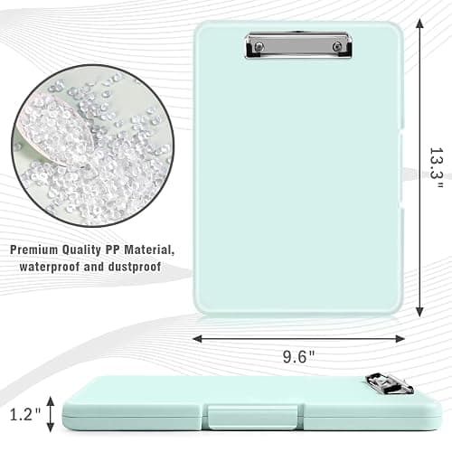 ANZNKU Clipboards with Storage, 13x9.6 Heavy Duty Nursing Clipboard Foldable, Plastic Storage Clipboard with Pen Holder, Cute Clip Board Folder for Teacher Nurse Work, School & Office Supplies(Green) thumbnail 2