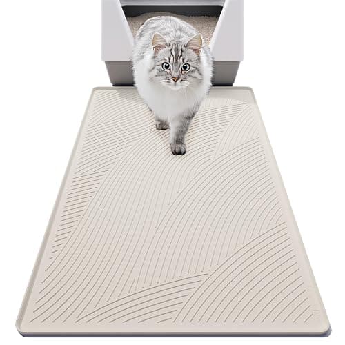 BANLYEO L Cat Litter Mat - 34x22 in, Water Proof, US Designed Kitty Litter Trapping Mat, Easy to Clean, Scatter Control, Odorless, Less Mess and Clean Floors, Pet Supplies for Indoor Cats, Warm Beige - Image 1