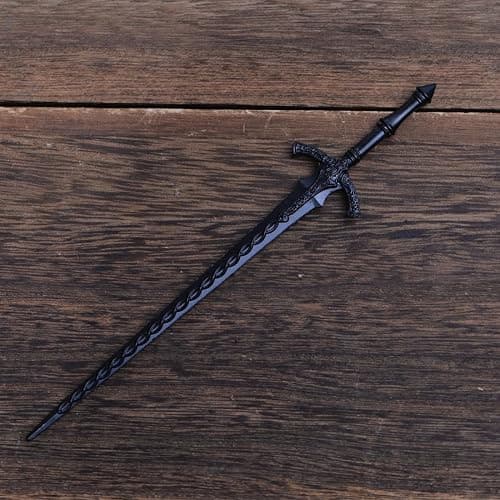 LANGHONG 2PCS Retro Viking Hair Sticks – Black Gothic Metal Sword Hair Pins for Women, Perfect for Renaissance Festivals, Halloween, Thick Hair & Updos (RLAL) thumbnail 6