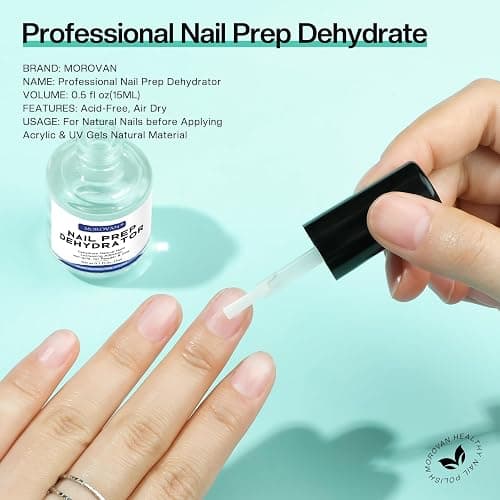 Morovan Acid Free Professional Nail Dehydrator Prep for UV Gel Polish Acrylic Nails Fast Dry Natural Nail Primer Base Varnish Manicure Bonder 0.5 oz thumbnail 5
