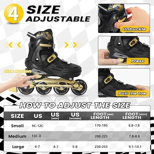 MammyGol Inline Skates for Boys and Girls Youth, 4 Size Adjustable Roller Skates with PU Flashing Wheels, Aggressive Inline Skates High Performance for Kids Age 6-12 thumbnail 7
