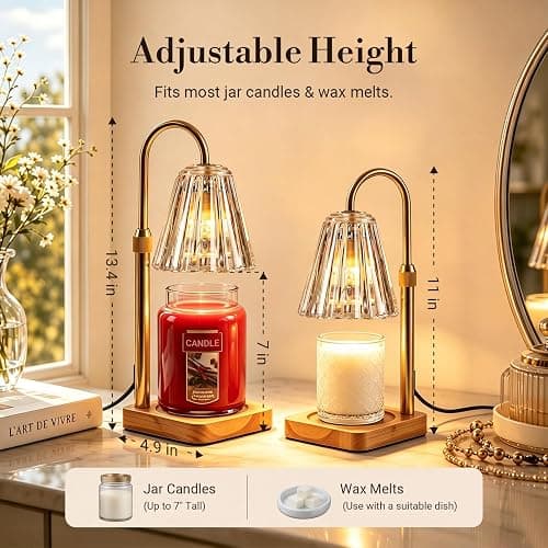 Marycele Candle Warmer Lamp with Timer & Dimmer, Gifts for Mom Office Decor | Adjustable Height & 2 Bulbs for Jar Candles, Mothers Day Gifts for Women Mom Sister, Light Luxury Aesthetic Room Home Decor thumbnail 2