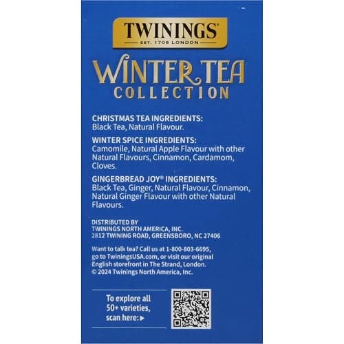 Twinings Winter Tea Collection, Limited Edition Holiday Gift Box, 20 Count (Pack of 3), Includes Christmas Tea, Winter Spice, and Gingerbread Joy, Enjoy Hot or Iced, 60 Teabags thumbnail 6