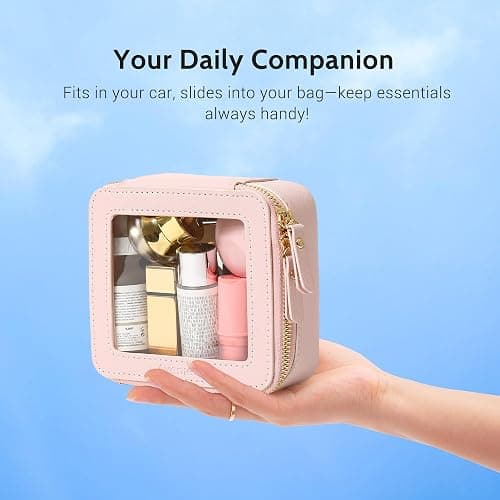Aveniee Mini Clear Makeup Bag, Small Cosmetic Bags Travel Toiletry Pouch Organizer, TSA Approved Make up Case with Zipper, Car Bag for Essentials,Pink thumbnail 6