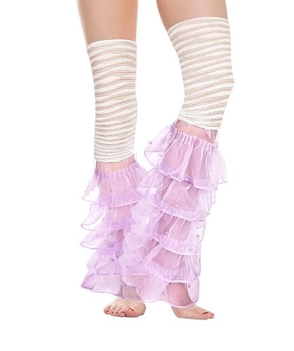 Benefeet Sox Women Lace Leg Warmers with Pearls Girls Cute Mesh Ruffle Thigh Highs Lolita Y2k Fashion Slouch Long Boot Socks thumbnail 4