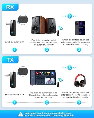 (Upgraded) Ankilo Aux Bluetooth 5.3 Adapter for Car, 2 in 1 Bluetooth Receiver Transmitter for Car with Display Screen, Suitable for Cars, Speakers, Stereo Systems and Headphones thumbnail 7