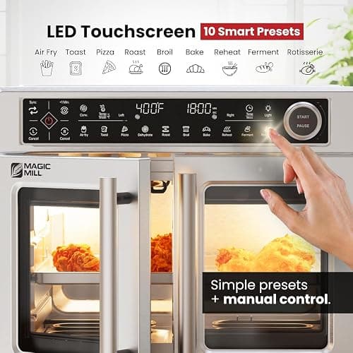Magic Mill Ultra-Premium Air Fryer Toaster Oven Combo With Independent Dual-Zone Technology, Extra Large 32QT French Door Stainless Steel Convection Oven, Next-Gen Patent Technology, 13 accessories thumbnail 5
