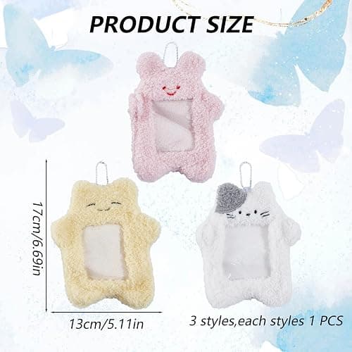 NICENEEDED 3 Porte Photocartes K Pop Porte Cartes Photo en Peluche avec Pendentif Porte Clés Étui de Protection pour Carte D'Identité en Forme d'animal Mignon thumbnail 3