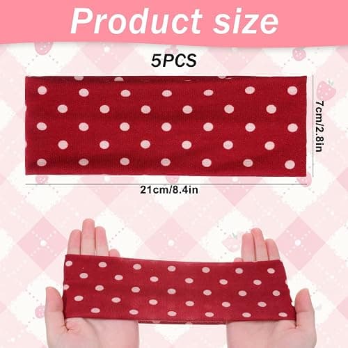 Josojoou 5Pcs Polka Dot Headband Soft Non Slip Headbands Fashion Elastic Wide Headband Yoga Workout Hair Accessories for Women Girls Cosplay Party Hair Styling Decor thumbnail 3