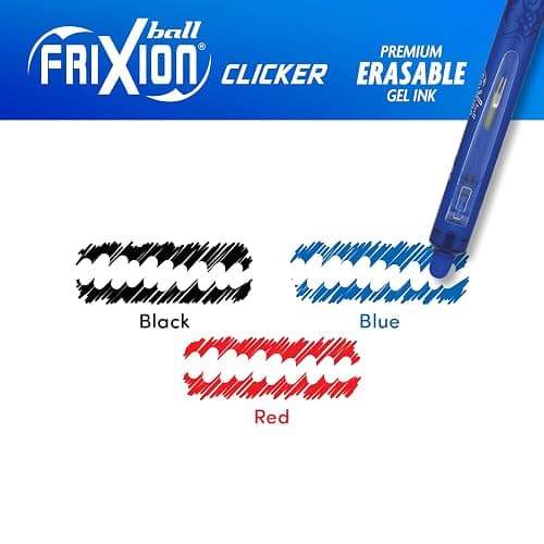 PILOT FriXion Clicker Erasable, Black/Blue/Red Inks, 3-Pack thumbnail 6