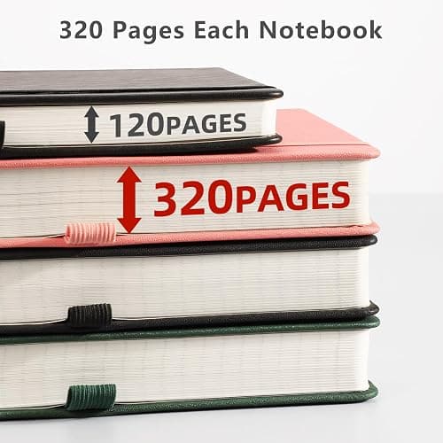 AHGXG Thick Journal Lined Notebook - 320 Numbered Pages Journal for Women A5 Notepad College Ruled, 100gsm Paper, Leather Hardcover, for Men Writing Work Office School, 5.75'' X 8.38''-Black thumbnail 3