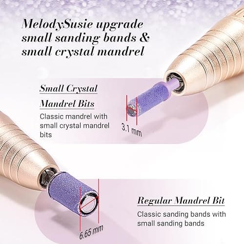 MelodySusie 50 Pcs Nail Drill Bits Small Sanding Bands with 3.1mm Mandrel Bit, 180 Fine Grit Nail File for Acrylic Nails Gel Manicures and Pedicure, Purple thumbnail 4