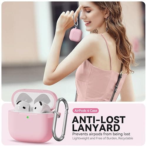 for AirPods 4 Case, TNSNK Soft Silicone Airpod 4 Case with Cleaner Kit and Keychain, Pink Case Cover for Women Girly Compatible with Apple Airpods 4th Gen 2024, Anti-Scratch, Drop Protection thumbnail 7