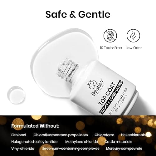 Beetles 2Pcs 15ml Gel Base and Top Coat Set - Upgrade No Wipe Extra Glossy Top Coat Finish for Gel Nail Polish, Soak Off UV/LED Lamp Needed, Essentials for Long-Lasting Manicure Christmas Kit thumbnail 4