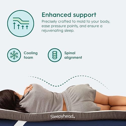 Sleepyhead Twin XL 3 Inch Gel Memory Foam Mattress Topper for College Dorm – Thick, Cooling & Comfortable Mattress Pad with Washable Cover – Dorm Room Essentials for College Students (XL Twin 3") - Twin XL - 3-Inch Cooling Gel thumbnail 4