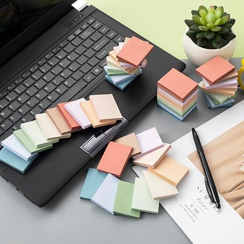 (50 Pads) Sticky Notes 1.5x2, Vintage Colors, 10 Colors Self Sticky Notes, Sticky Pads, Recyclable, Self-Stick Pads, Easy to Post for Home, Office, Notebook thumbnail 2