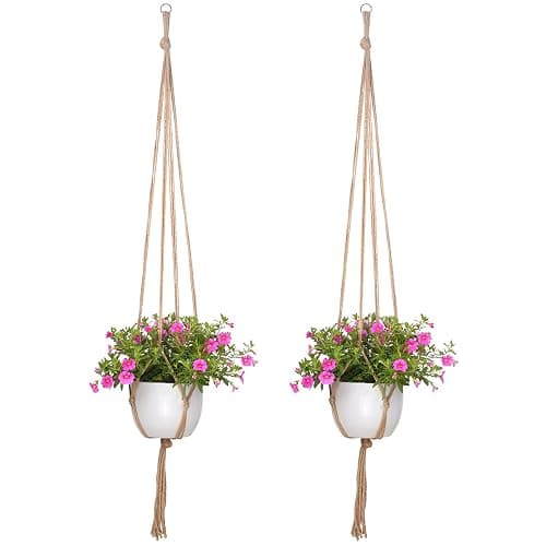 EBOOT 2 Pack 48 Inch Large Macrame Plant Hanger Rope to Hang Flower Pot Plant Holder for Indoor Outdoor Decorations, 4 Legs (Linen Color) thumbnail 3