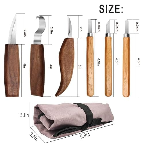 10Pcs Wood Carving Kit, Beginner Set With Resistant Gloves, Spoon & Whittling Knife, Sandpaper for Woodworking thumbnail 3