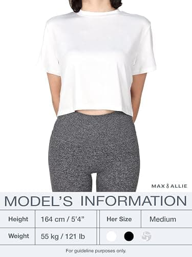 MAX ALLIE Women's Ultra Soft Cropped T Shirt Crew Neck Tees Casual Loose Fit Basic Lightweight thumbnail 3