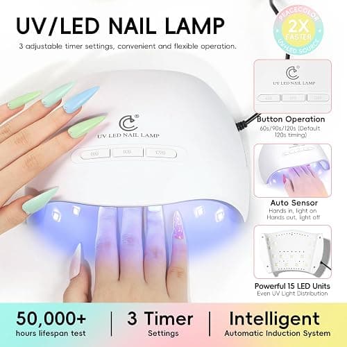 PEACECOLOR Gel Nail Polish Set, 39 PCS Gel Nail Kit with U V Lamp 22+4 Colours White Pink Yellow Gels Polish Set with Base and Top Coat Manicure Tools Nail Salon Sets DIY at home Gifts for Women - Classic Seasons Gel Nail Polish Set thumbnail 4