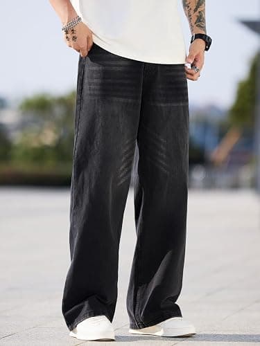 Men's Baggy Jeans Y2K Vintage Wide Leg Denim Pants Hip Hop Skater Jeans Loose Fit Trousers 2000s Streetwear thumbnail 3