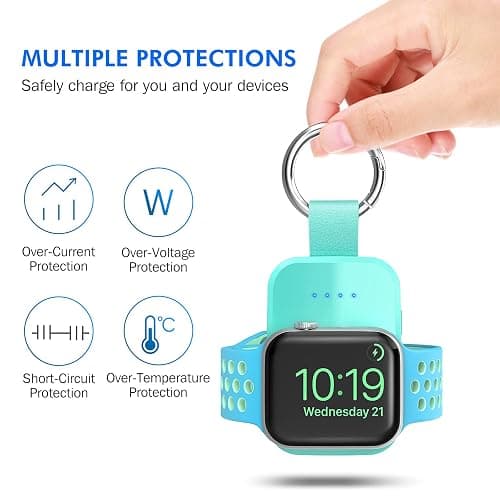 i.VALUX Portable Travel Charger for Apple Watch 11/10/9/8/7/6/5/4/3/2/SE/Ultra,49/41/45/44/42/40/38mm,Compact Wireless iwatch Charger Magnetic 1000mAh Power Bank Charging Cable Keychain Accessories thumbnail 4