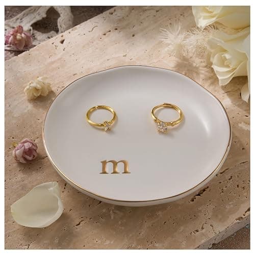 Lolalet Handmade Ceramic Ring Dish Jewelry Tray Plate with Initial, Small Monogram Gift for Her Women Girls Mother, Hostess, Engagement, Bridal Shower, Maid of Honor, Bridesmaid, Birthday, Christmas thumbnail 7