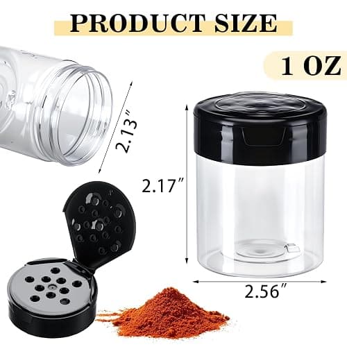 Blushtier 24 Pack 1 oz Plastic Spice Jars with Shaker Lids Clear Seasoning Containers Bottles Round Mini Spice Shakers for Kitchen Storing Herbs Seasoning Powders thumbnail 3