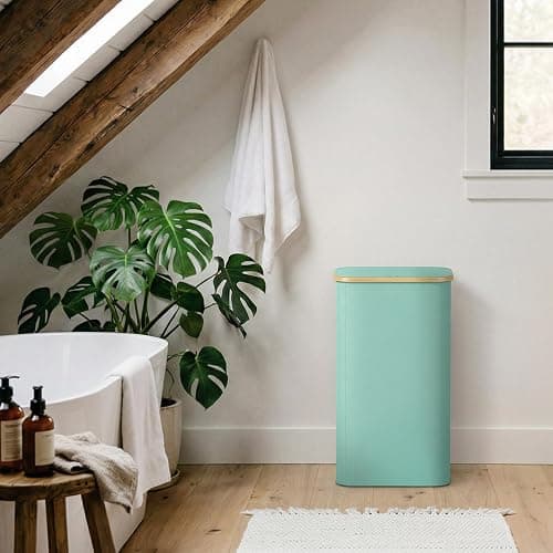 Lifewit 105L Large Laundry Basket with Lid, Removable Bags, Sage Green | Foldable Laundry Hamper with Bamboo Handles, Tall Laundry Bin, Dirty Clothes Hamper for Laundry Room, Bedroom, Bathroom, Dorm thumbnail 8