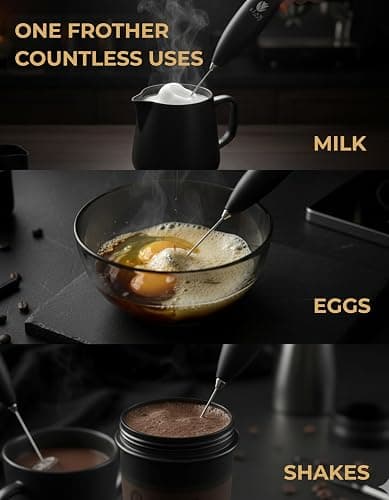 Bean Envy Milk Frother, Coffee Stirrers, Frother Wand, Milk Frother Handheld, Frother with stand, Hand Blender for Coffee, Lattes, Cappuccino, Matcha and Hot Chocolate – Kitchen Gifts - Black thumbnail 5