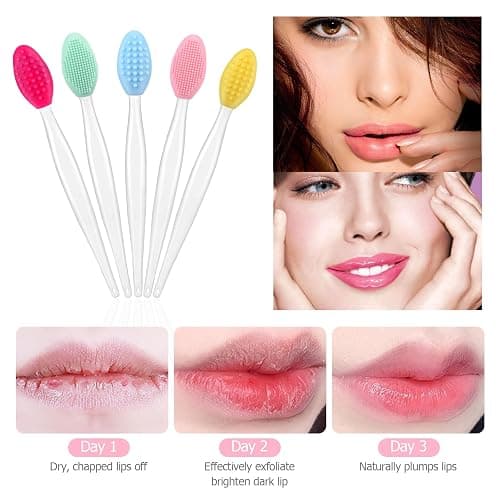 5Pcs Lip Scrubber Exfoliator,Pore Scrub Brush for Face,Nose Scrubber,Silicone Lip Pore Cleansing Brush for Exfoliating, Massageing, Blackheads Removal, Color Skin Care, DIY Masks thumbnail 5