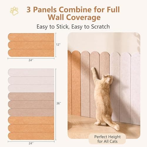 RizzQi Cat Scratcher, Wall Scratchers for Indoor Cats, Vertical Scratching Posts, Cat Scratching Board, 3 Pieces Set Cat Scratch Furniture Protector (Orange) thumbnail 2