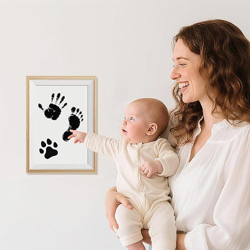 4pc Large Baby Hand and Footprint Kit– Inkless Clean Touch Ink Pad for Keepsake Footprints, Paw Prints, Mess-Free Ink Pad for Newborns and Pets with 16 White Cards(Jet Black.L) thumbnail 2