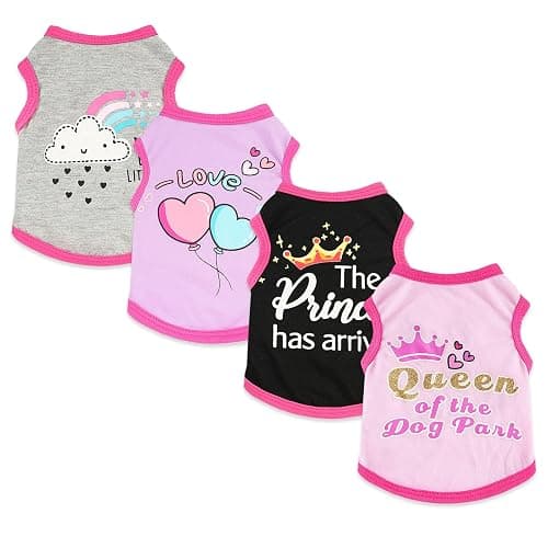 4 Pieces Chihuahua Clothes Dog Clothes for Small Dogs Girl Puppy Shirts for Yorkie Soft Cute Pattern Dog Shirt Pet Cat Clothing Pink (XX-Small) thumbnail 9