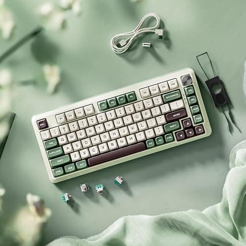 Redragon K681 Pro Wireless Mechanical Keyboard, Gasket Mounted RGB Gaming Keyboard with Volume Knob, MDA-Profile, Pre-Lubed Linear Switches, 81 Keys 75％ Tri-Mode Hot Swappable for PC/Xbox/PS (Matcha) thumbnail 7