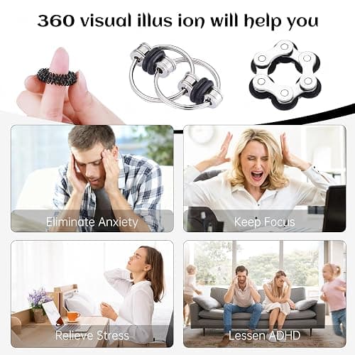 8Pcs Sensory Fidget Toys with Fidget Spinner Anxiety Toy Acupressure Rings Bike Chain Marble Mesh and Flippy Chain Desk Fidgets Quiet Toys for Autism,Easter Toys for Teens Adults Boys & Girls thumbnail 6