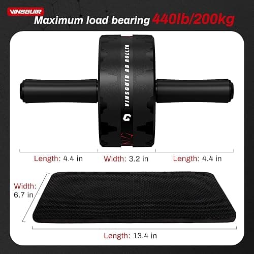 VINSGUIR Ab Roller Wheel, Abs & Core Workout Equipment for Home Gym with Knee Pad Accessories, Abdominal Wheel for Full-body Strength Training thumbnail 5