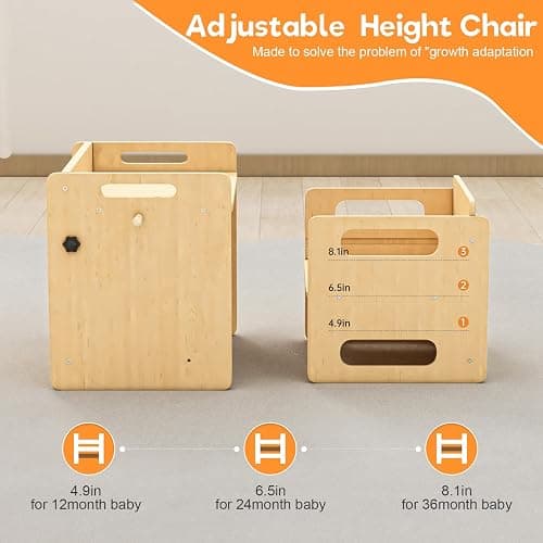 Acenova Montessori Weaning Table and Chair Set, Wooden Weaning Toddler Kids Table with Hook for Toddlers, Montessori Furniture for Reading, Snacks, Play, Learning & Activity Time Kids Toddler Desk thumbnail 4