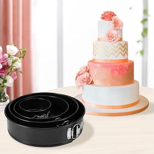 isheTao Springform Pan Set of 4, 4/7/9/10inch Cake Pan, Non-Stick Leak-Proof with Removable Bottom, Cheesecake Pan for Baking, Black thumbnail 2