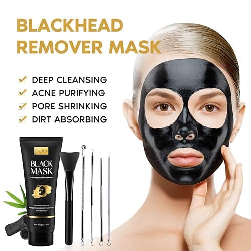 YLNALO Blackhead Remover Mask Kit, Charcoal Peel Off Facial Mask with Brush and Pimple Extractors, Deep Cleansing for Face Nose Blackhead Pores Acne, For All Skin Types (3.5 Fl.oz) thumbnail 7