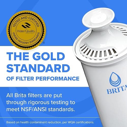 Brita Large 10-Cup Water Filter Pitcher, WQA NSF/ANSI Certified, Removes Chlorine Taste & Odor, Reduces Zinc, Copper & Mercury, 1 Standard Filter, Lasts 2 Months, Bright White thumbnail 6