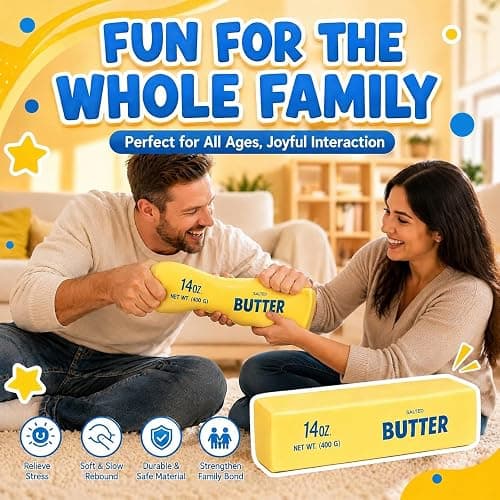 Butter Squishy Giant, Jumbo Cheese Squishy Fidget Toys for Adults | 14OZ Jumbo Squishies Slow Rising, Big Cheese Squishy Squeeze Sensory Toys for ADHD Anxiety Stress Relief thumbnail 6