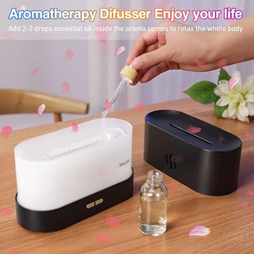 Colorful Flame Air Aroma Diffuser Humidifier, Upgraded 7 Flame Colors Noiseless Essential Oil Diffuser for Home,Office,Yoga with Auto-Off Protection 180mL (8Hours Black) thumbnail 5