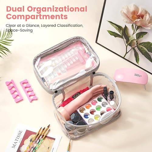 Nail Kit for Beginners with Everything: Professional Nail Acrylic Powder Liquid Set with Practice Hand Drill U V Light in Cosmetic Bag for Women Salon Home (Silver) thumbnail 7