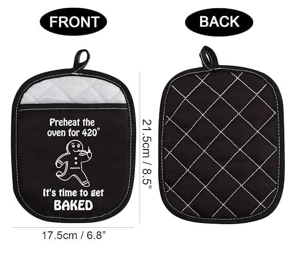 Funny Marijuana Novelty Kitchen Accessories Preheat The Oven for It’s Time to Get Baked Oven Pot Holder with Pocket (Preheat) thumbnail 3