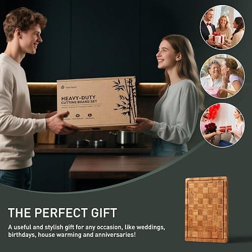 Bamboo Cutting Board Non Slip Heavy Duty Over Sink Wooden Wood Cutting Board for Kitchen Chopping Board Edge Grain Teak Smart Marble Flexible Round Stone Metal thumbnail 9