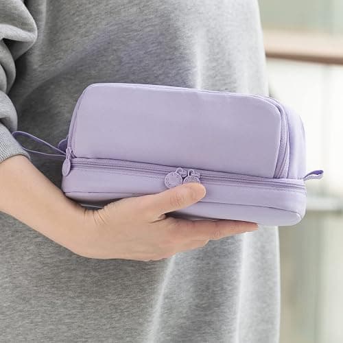 CICIMELON Large Capacity Pen Pencil Case with 4 Compartments, Multi-Slot Pencil Pouch Bag Aesthetic School Supplies Organizer for Teen Girls, Women, Adults (Purple) thumbnail 6