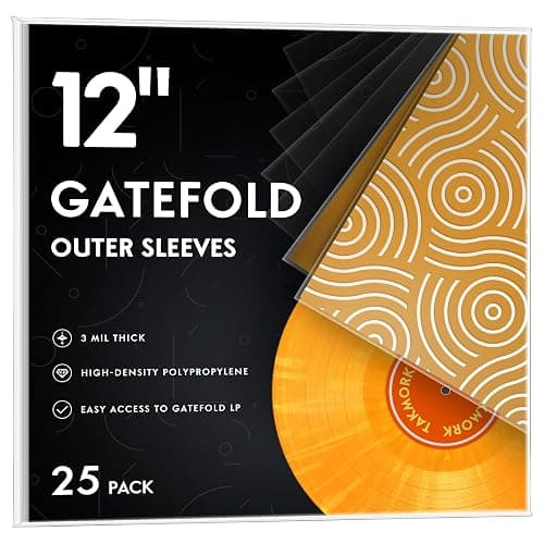 Gatefold Record Sleeves for 12-Inch Vinyl Albums: Clear Plastic Outer Sleeves with 3 Mil Thickness for LPs Protection, 25pcs - Image 1